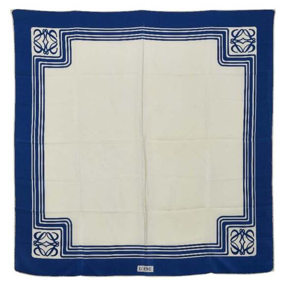 LOEWE Anagram Scarf/Muffler in Ivory Blue Silk for Women
